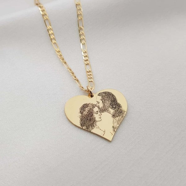 Personalized Couple Necklace Engraved Photo Necklace