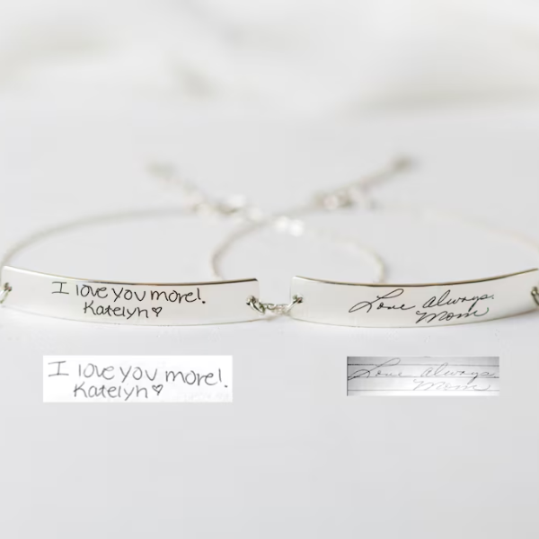 Personalized Engraved Bar Handwriting Bracelet